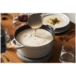 Staub Gietijzeren Braadpan 28 Cm / 6,75 L, Rond, White Truffle -Demeyere Winkel 000019589